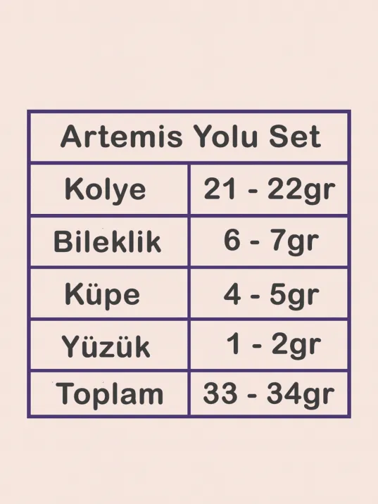 Artemis Bayan Gümüş Su Yolu Set - Kolye, Bileklik, Küpe, Yüzük