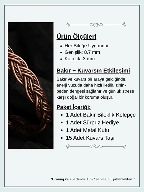 Kadın Bakır Bileklik - Örgü Model Kadın Bakır Kelepçe Bileklik Bilezik