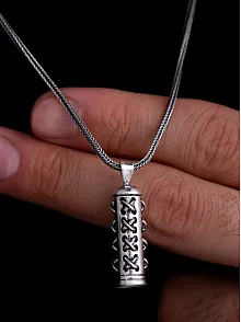 Dikişli Cevşen Kolye Muska Gümüş Erkek Zincir