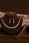 Kadın Gümüş Takı Seti - Mehtap Baget Taşlı Kolye, Bileklik, Yüzük, Küpe Tam Set