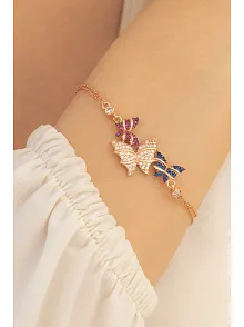 Kadın Gümüş Bileklik - Rose Kelebek Model Kadın Gümüş Bileklik Gblklbkmdl1-ros