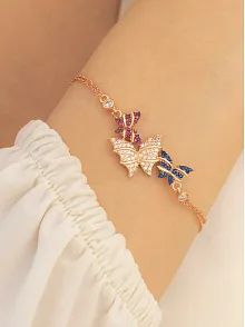 Kadın Gümüş Bileklik - Rose Kelebek Model Kadın Gümüş Bileklik Gblklbkmdl1-ros