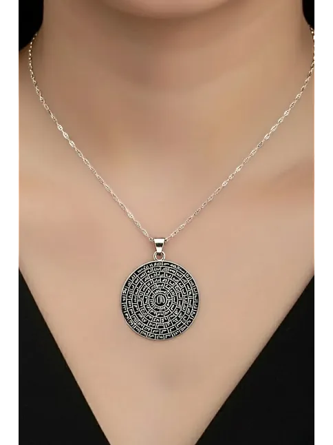 Esmaül Hüsna Kadın Gümüş Kolye Zincir Büyük Boy