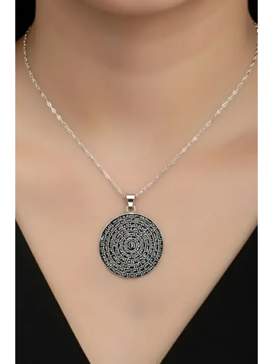 Esmaül Hüsna Kadın Gümüş Kolye Zincir Büyük Boy