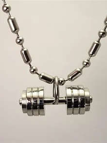 Büyük Boy Dambıl Dumbell Hakiki 316L Paslanmaz Çelik Erkek Kolye Zincir
