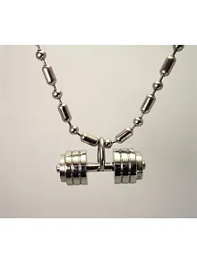 Büyük Boy Dambıl Dumbell Hakiki 316L Paslanmaz Çelik Erkek Kolye Zincir