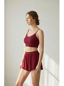 Kadın Bordo Şortlu Kaşkorse Gecelik Takım