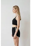 Kadın Siyah Askılı Crop Top Ve Şortlu Gecelik Takım Kadın Siyah Askılı Crop Top Ve Şortlu Gecelik Takım