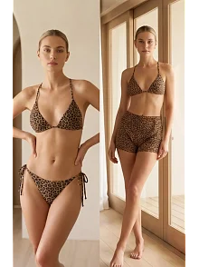 Kadın 3'lü Set Leopar Desenli Şortlu Ve Yandan Bağlamalı Bikini Mayo Takımı – Modern, Konforlu Ve Günlük Kombinlere Uygun