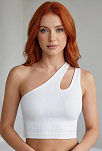 Kadın Beyaz Tek Omuz Cut Out Detaylı Crop Top Bluz – Şık, Rahat Ve Kolay Kombinlenebilir