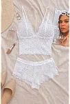 Kadın Beyaz Dantel Bralet Şort Takımı – Romantik Ve Zarif İç Giyim Kadın Beyaz Dantel Bralet Şort Takımı – Romantik Ve Zarif İç Giyim