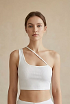 Kadın Beyaz Tek Omuzlu Çapraz Askılı Crop Top Büstiyer