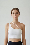Kadın Beyaz Tek Omuzlu Çapraz Askılı Crop Top Büstiyer