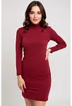 Kadın Bordo Kaşkorse Balıkçı Yaka Uzun Kollu Bodycon Mini Elbise – Şık, Rahat Ve 4 Mevsim