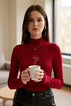 Kadın Bordo Parmak Detaylı Esnek Uzun Kollu Body Kadın Bordo Parmak Detaylı Esnek Uzun Kollu Body