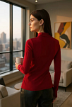 Kadın Bordo Parmak Detaylı Esnek Uzun Kollu Body Kadın Bordo Parmak Detaylı Esnek Uzun Kollu Body