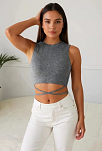 Kadın Gri Çapraz Bağlamalı Crop Top Büstiyer – Modern Ve Şık Tasarım