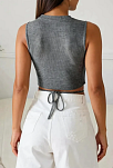 Kadın Gri Çapraz Bağlamalı Crop Top Büstiyer – Modern Ve Şık Tasarım