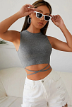 Kadın Gri Çapraz Bağlamalı Crop Top Büstiyer – Modern Ve Şık Tasarım