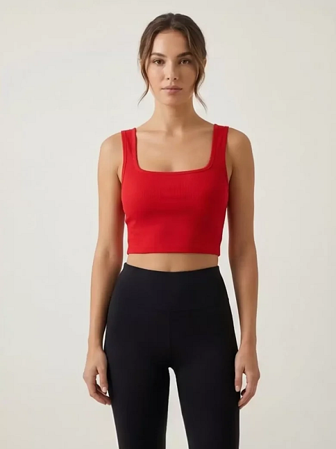Kadın Kırmızı Kalın Askılı Crop Top Büstiyer – Modern Ve Şık Tasarım