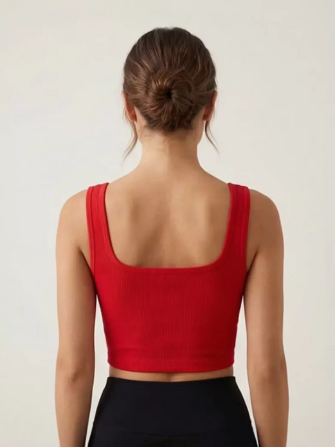 Kadın Kırmızı Kalın Askılı Crop Top Büstiyer – Modern Ve Şık Tasarım