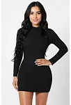 Kadın Siyah Kaşkorse Balıkçı Yaka Uzun Kollu Bodycon Mini Elbise Kadın Siyah Kaşkorse Balıkçı Yaka Uzun Kollu Bodycon Mini Elbise