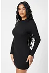 Kadın Siyah Kaşkorse Balıkçı Yaka Uzun Kollu Bodycon Mini Elbise Kadın Siyah Kaşkorse Balıkçı Yaka Uzun Kollu Bodycon Mini Elbise