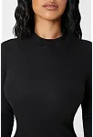 Kadın Siyah Kaşkorse Balıkçı Yaka Uzun Kollu Bodycon Mini Elbise Kadın Siyah Kaşkorse Balıkçı Yaka Uzun Kollu Bodycon Mini Elbise