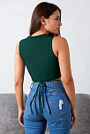 Kadın Yeşil Çapraz Bağlamalı Crop Top Büstiyer – Modern Ve Şık Tasarım