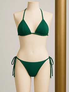 Kadın Yeşil Yandan Ve Boyundan Bağlamalı Bikini Mayo Takımı – Modern, Konforlu Ve Günlük Kombinlere Uygun