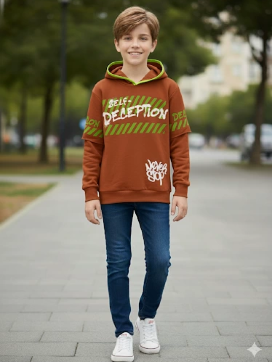 12 yaş erkek çocuk sweat kol ek detaylı kremit 12 yaş erkek çocuk sweat kol ek detaylı kremit