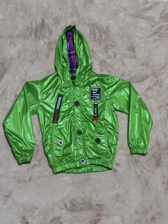 2-8 Yaş Arası Erkek Çocuk Kapşonlu Astarlı Mont Yağmurluk Bennetton Yeşil