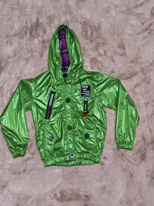 2-8 Yaş Arası Erkek Çocuk Kapşonlu Astarlı Mont Yağmurluk Bennetton Yeşil