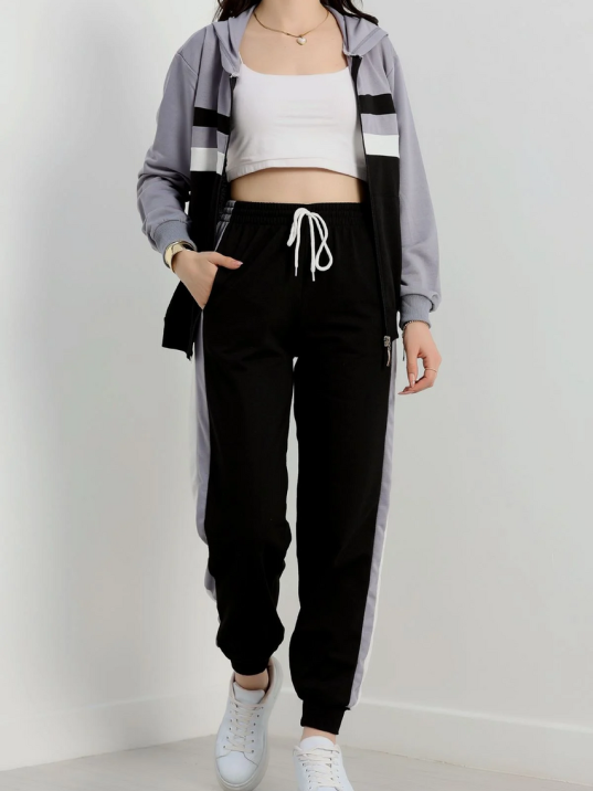 2 İplik Alt Üst Eşofman Takımı Siyah Gri 2 İplik Alt Üst Eşofman Takımı Siyah Gri