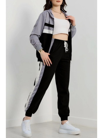 2 İplik Alt Üst Eşofman Takımı Siyah Gri