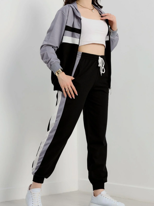 2 İplik Alt Üst Eşofman Takımı Siyah Gri 2 İplik Alt Üst Eşofman Takımı Siyah Gri