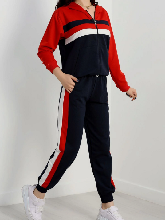 2 İplik Alt Üst Eşofman Takımı Siyah Kırmızı 2 İplik Alt Üst Eşofman Takımı Siyah Kırmızı