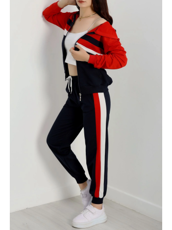 2 İplik Alt Üst Eşofman Takımı Siyah Kırmızı 2 İplik Alt Üst Eşofman Takımı Siyah Kırmızı