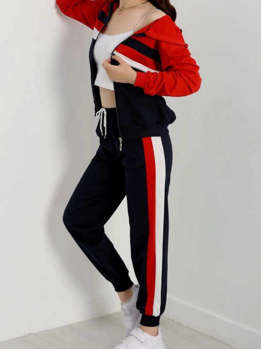 2 İplik Alt Üst Eşofman Takımı Siyah Kırmızı 2 İplik Alt Üst Eşofman Takımı Siyah Kırmızı