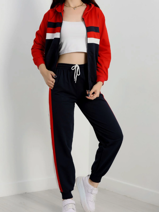 2 İplik Alt Üst Eşofman Takımı Siyah Kırmızı 2 İplik Alt Üst Eşofman Takımı Siyah Kırmızı