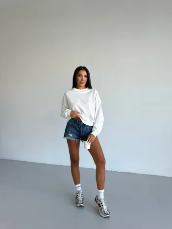 2 İplik Bisiklet Yaka Sweat Beyaz F2339 2 İplik Bisiklet Yaka Sweat Beyaz F2339