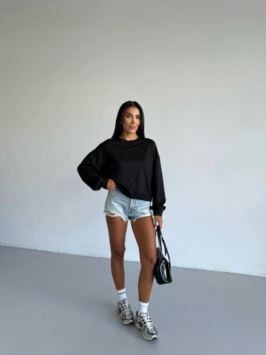 2 iplik bisiklet yaka sweat siyah f2339 2 iplik bisiklet yaka sweat siyah f2339