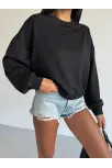 2 İplik Bisiklet Yaka Sweat Siyah F2339