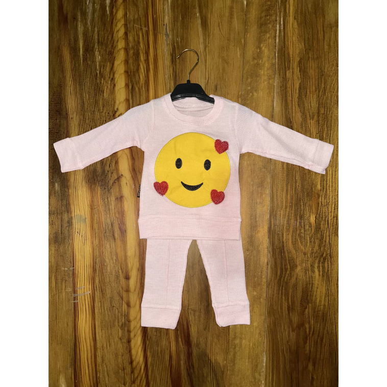 3-12 aylık emoji detalı takım pembe 3-12 aylık emoji detalı takım pembe