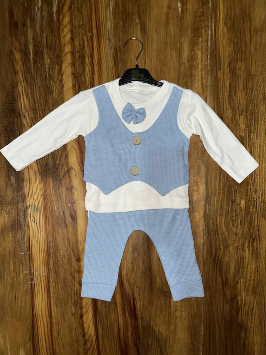 3-12 aylık papyonlu takım mavibeyaz