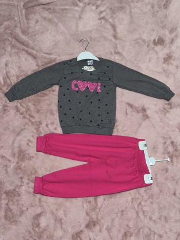 3-7 yaş pontiyeli ikili alt üst takım gri fuşya kız çocuk 3-7 yaş pontiyeli ikili alt üst takım gri fuşya kız çocuk
