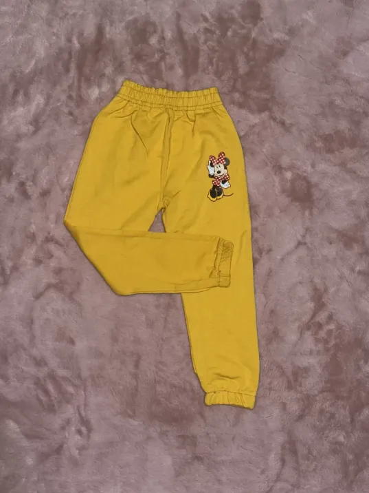 3-9 Yaş Kız Çocuk Tavşan Baskılı Paça Lastikli Eşofman Hardal