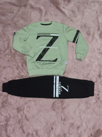 3-9 yaş z baskılı alt üst takım siyahmint erkek çocuk