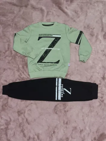 3-9 Yaş Z Baskılı Alt Üst Takım Siyahmint Erkek Çocuk