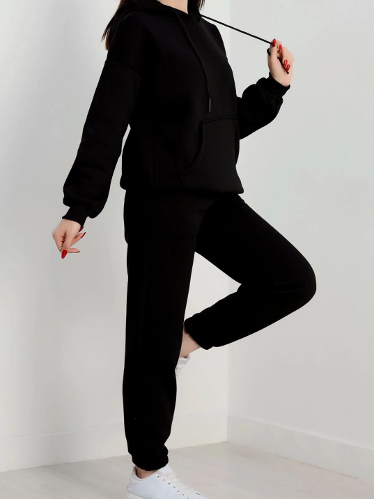 3 İplik İçi Şardonlu Eşofman Takımı Siyah 3 İplik İçi Şardonlu Eşofman Takımı Siyah